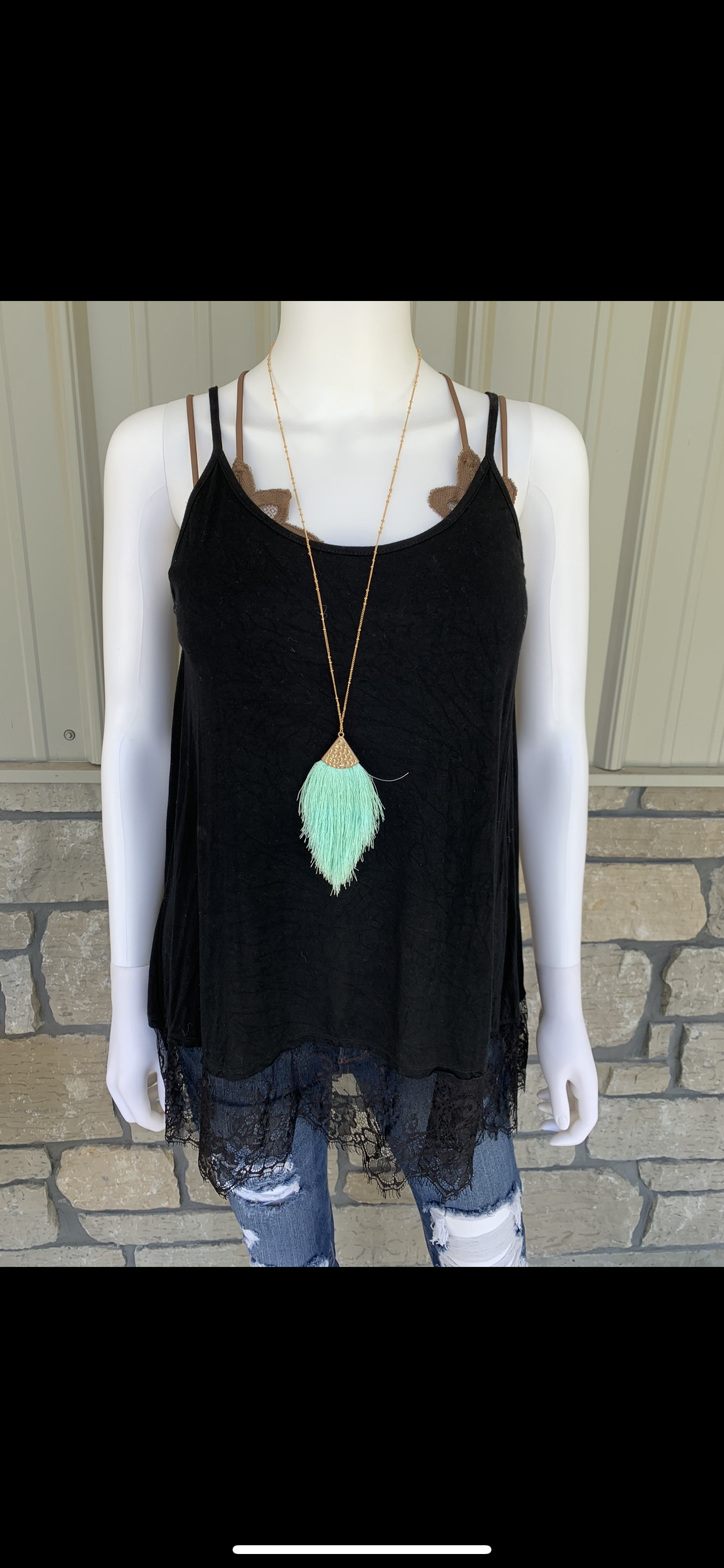 Long Turquoise Fringe Necklace