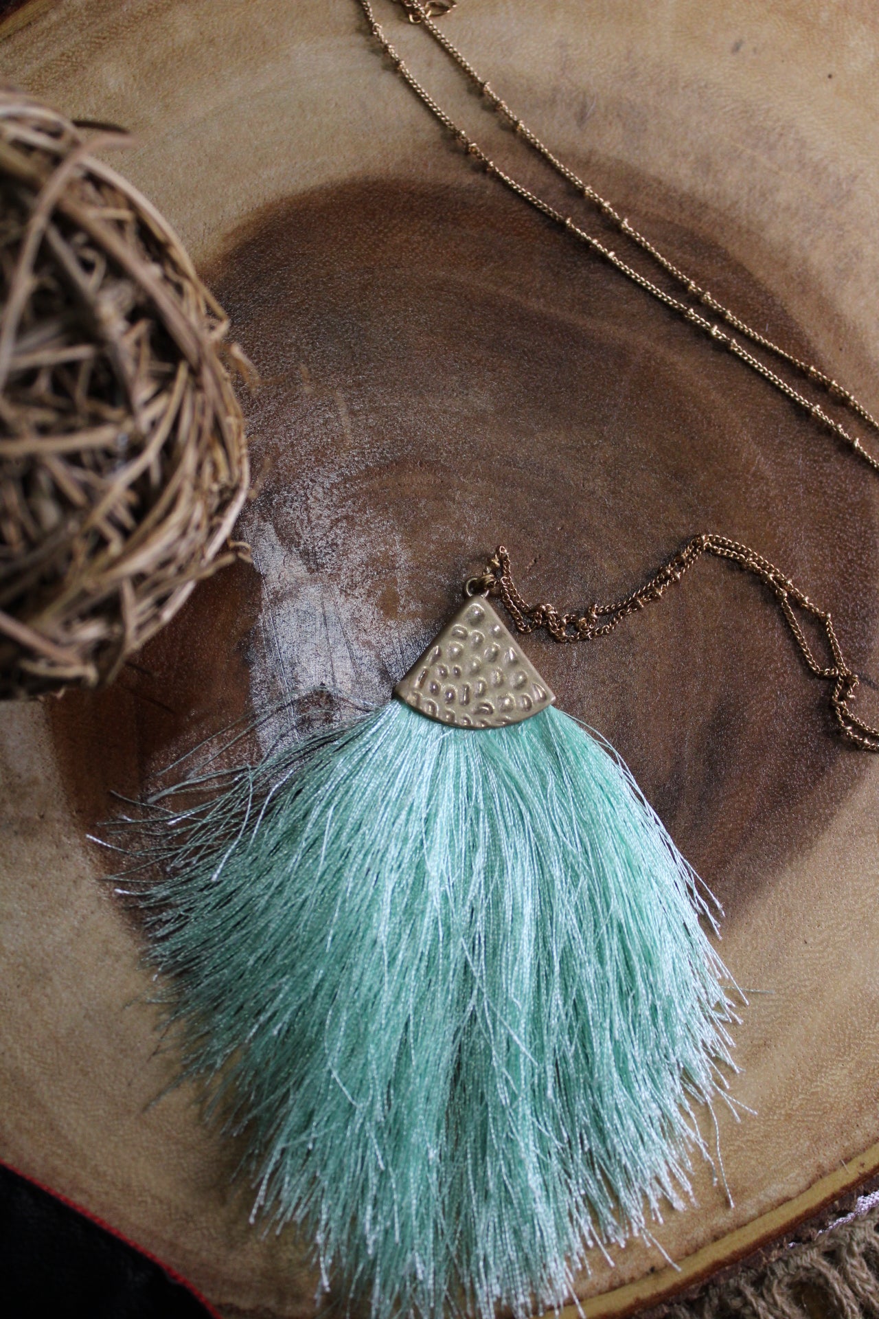Long Turquoise Fringe Necklace