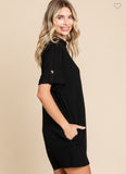 Bailey Black Solid Button Up Romper Dress