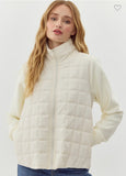 Hailey Ivory White Quilted Texture Zip Up Jacket