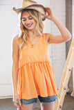 Peach Orange Frill Sleeveless Tank Top