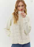 Hailey Ivory White Quilted Texture Zip Up Jacket