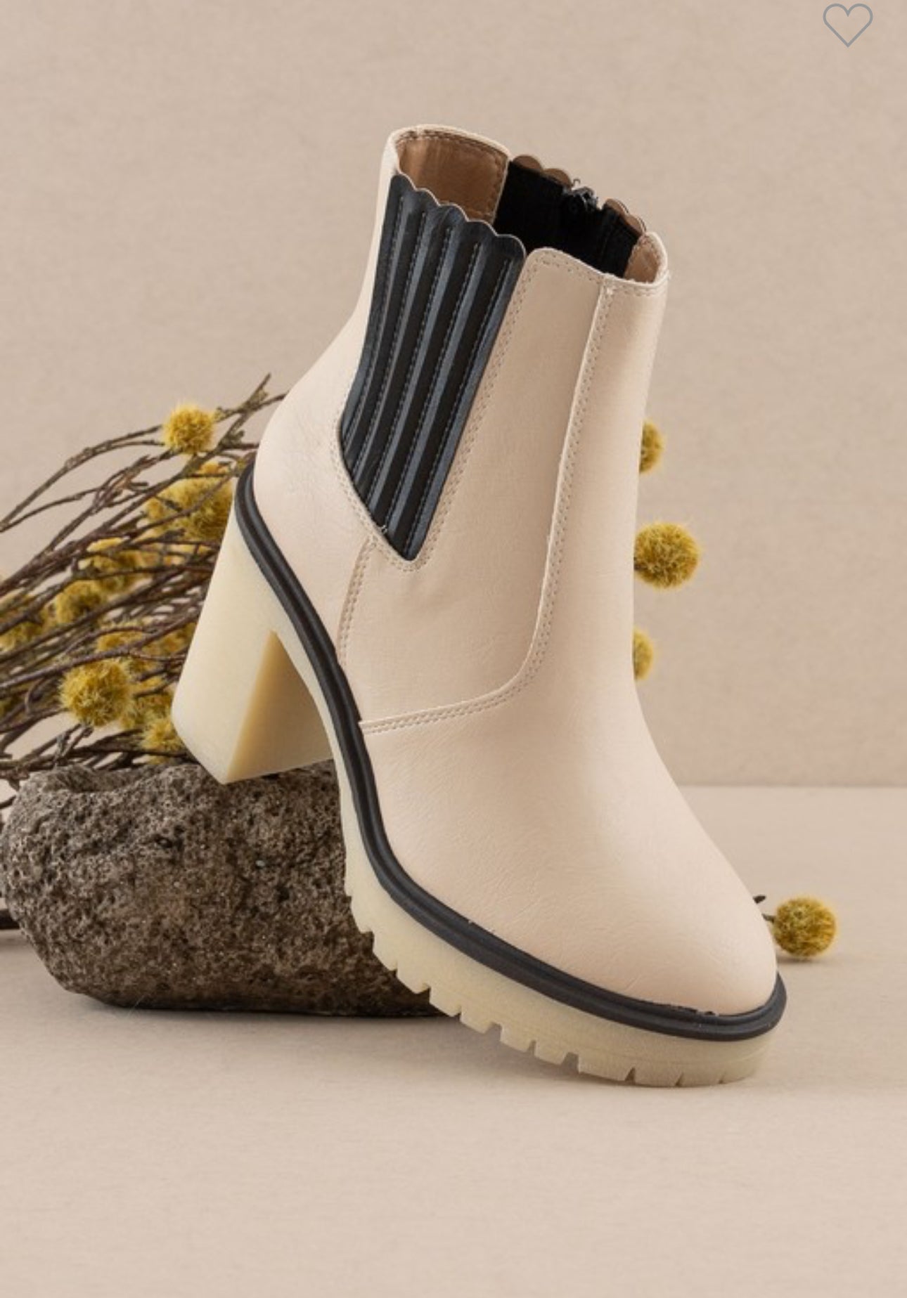 Oasis Society Beige & Black Chelsea Panel Booties