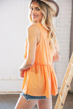 Peach Orange Frill Sleeveless Tank Top