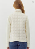 Hailey Ivory White Quilted Texture Zip Up Jacket