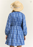 Denim Blue Paisley V-Neck Boho Dress