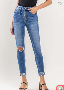 Vervet High Rise Distressed Cuffed Crop Skinny Jeans