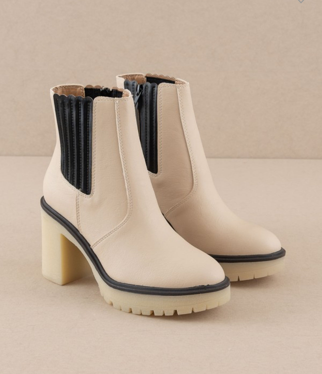 Oasis Society Beige & Black Chelsea Panel Booties