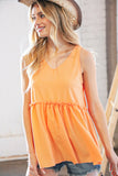 Peach Orange Frill Sleeveless Tank Top