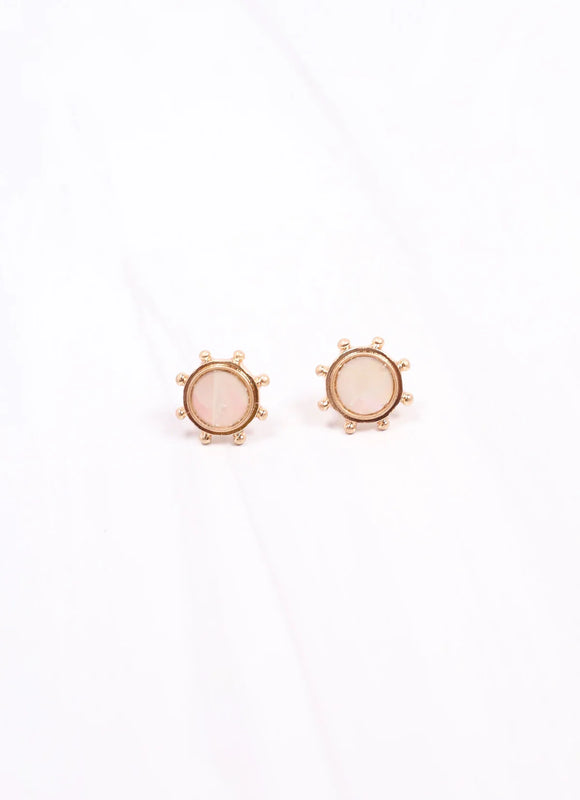Jaffrey Gold Opal Circle Stud Earrings