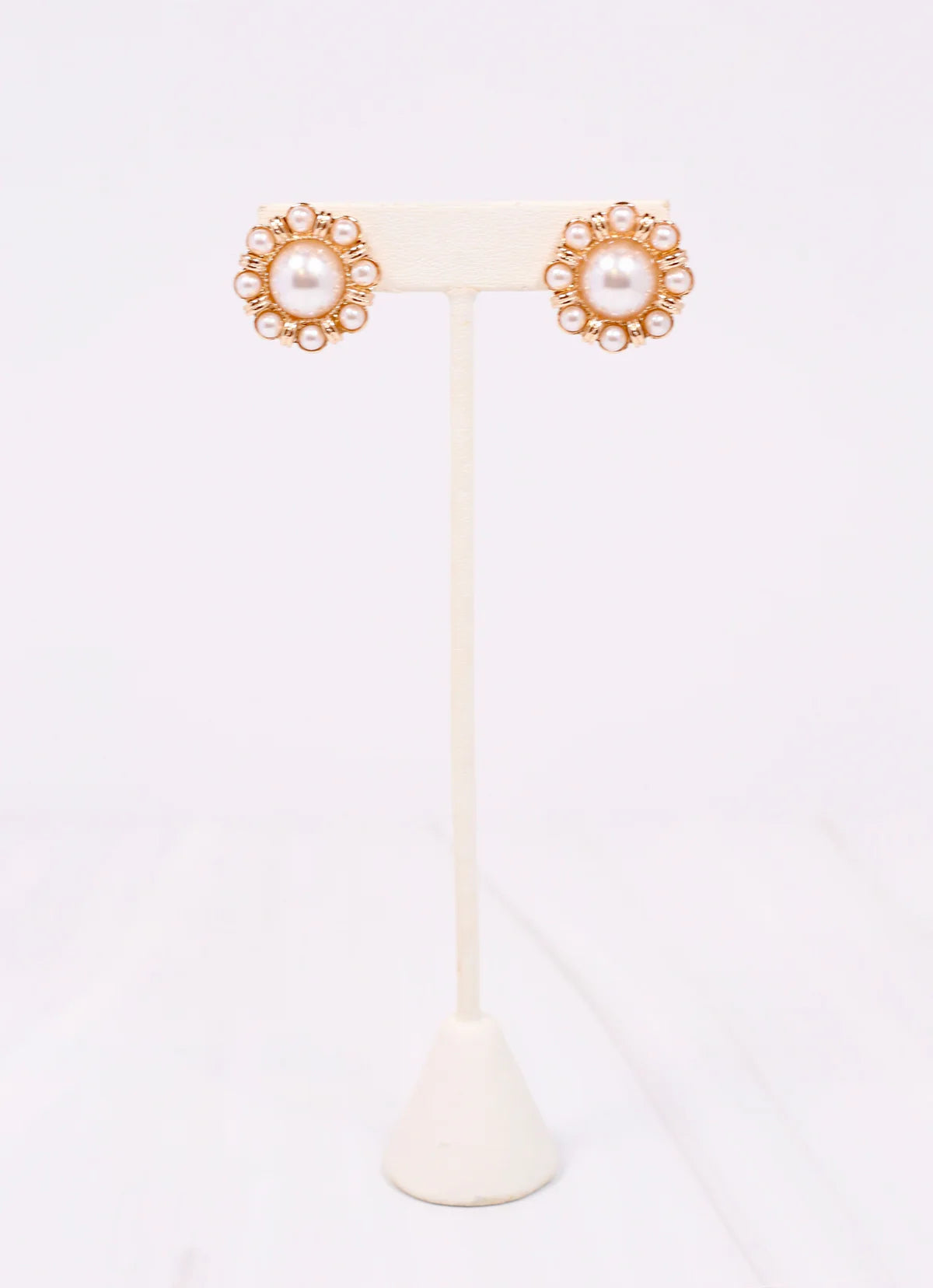 Valerian Gold Pearl Stud Earrings