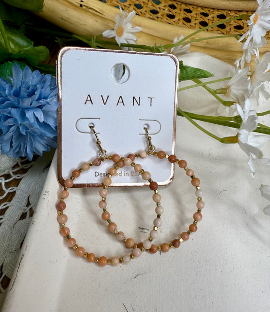 Light Multi Natural Stone Inspired Circular Beaded Drop Earrings
