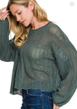 Ash Jade Boho Hollow Cutout Long Sleeve Sweater