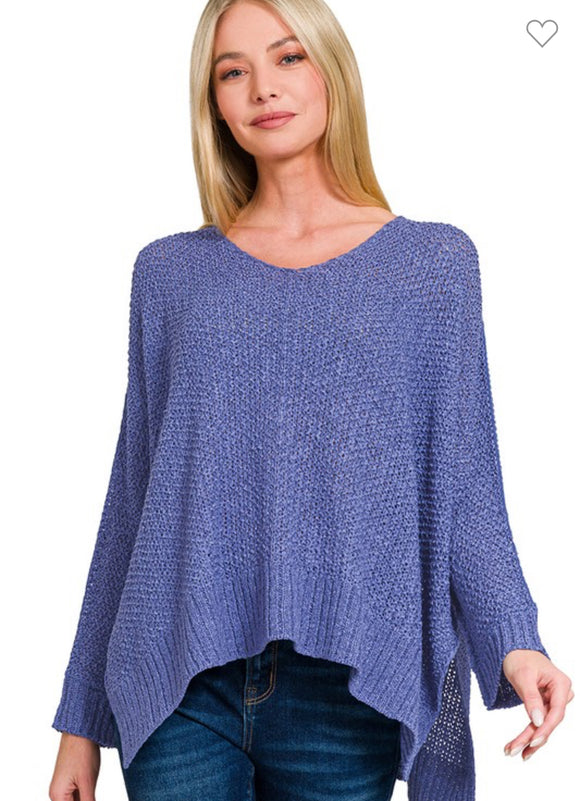 Marlin Blue Dolman Sleeve V-Neck Sweater