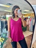 Hot Pink Reversible V-Neck Layering Tank Top