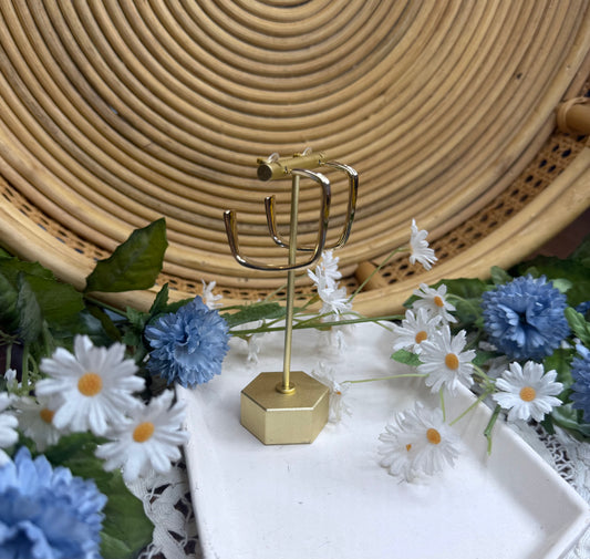 Gold Chunky Metal Drop Hoop Earrings