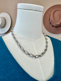 Silver Twisted Metal Loop Chain Link Necklace