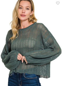 Ash Jade Boho Hollow Cutout Long Sleeve Sweater