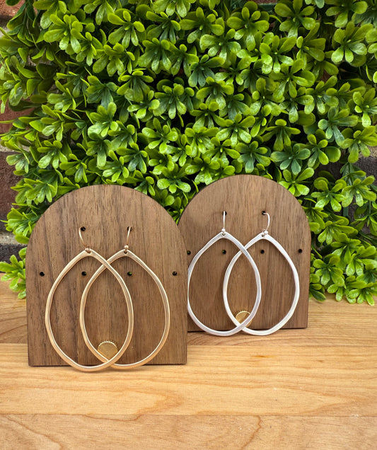 Silver/Gold Metal Teardrop Hammered Dangle Earrings