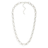 Silver Twisted Metal Loop Chain Link Necklace