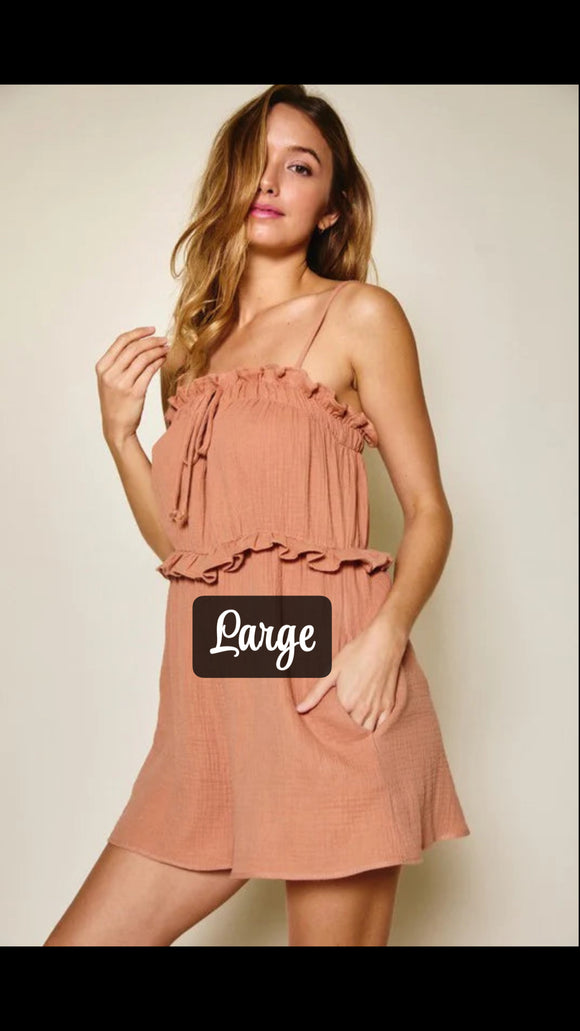 Rust Tie Ruffle Design Solid Romper