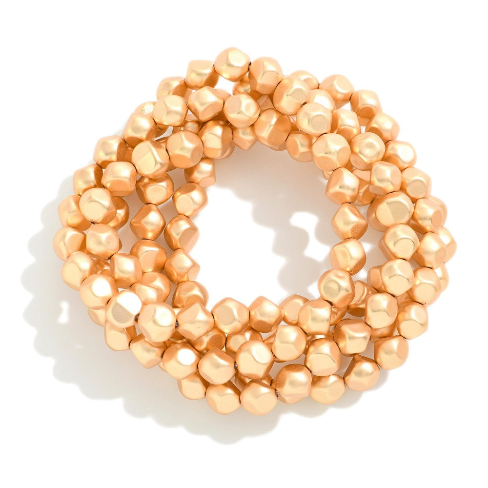 Carrie Gold /Silver Metal Tone Beaded Stretch Bracelets