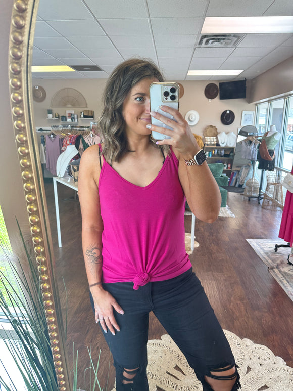 Hot Pink Reversible V-Neck Layering Tank Top