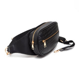 Black/Mocha/White Quilted Faux Leather Fanny Pack Crossbody