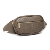 Black/Mocha/White Quilted Faux Leather Fanny Pack Crossbody