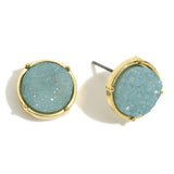 Black/Blue Round Druzy Stud Earrings