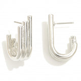 Gold/Silver Graduated Stacked Metal Curl Hoop Earrings