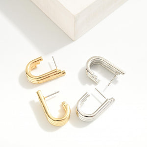 Gold/Silver Graduated Stacked Metal Curl Hoop Earrings