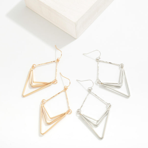 Gold/Silver Linked Metal Wire and Arrow Drop Earrings