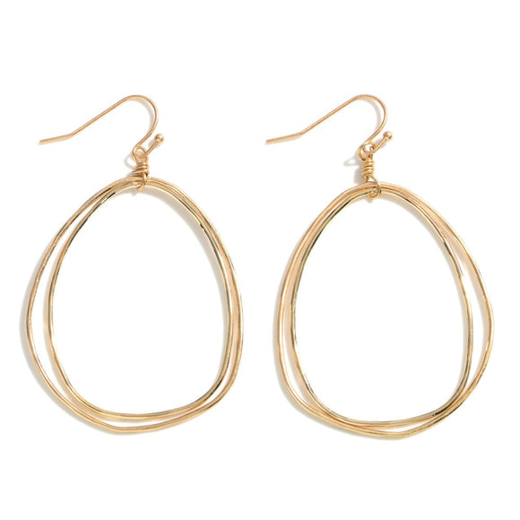 Cassidy Gold/Two Tone Silver & Gold Metal Drop Oval Earrings