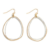 Cassidy Gold/Two Tone Silver & Gold Metal Drop Oval Earrings