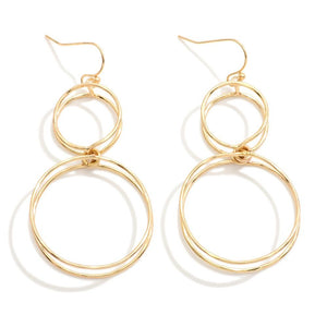 Lydia Hammered Metal Linked Layered Hoop Drop Earrings