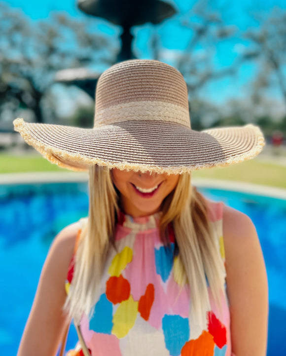 Ocean View Natural Fringe Straw Hat