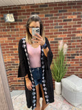 Black Bohemian Embroidered Kimono